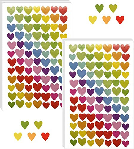 BLMHTWO 1680 Stücke Herz Sticker, Bunte Herz-Aufkleber Selbstklebende Herzen Sticker für Kinder Kleine herzförmige Aufkleber für Valentinstag Scrapbooking DIY-Basteln Kinderbelohnungen
