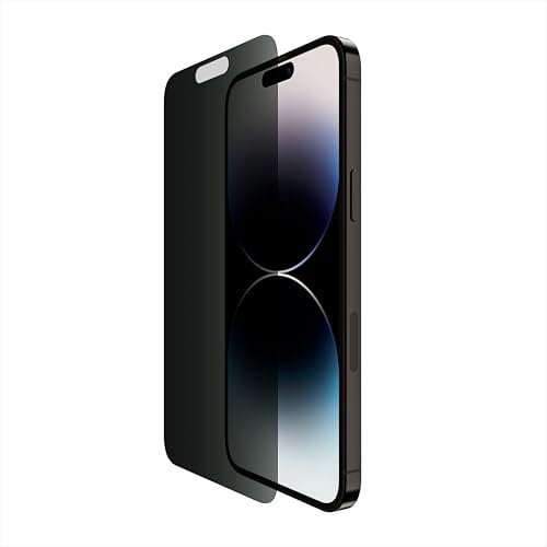 Belkin Privacy Tempered Glass iPhone 14 Pro Max screen protector, Treated Surface with Anti-Fingerprint Coating, Anti-Spy and Bubble Free Application with Included Easy Align Tray