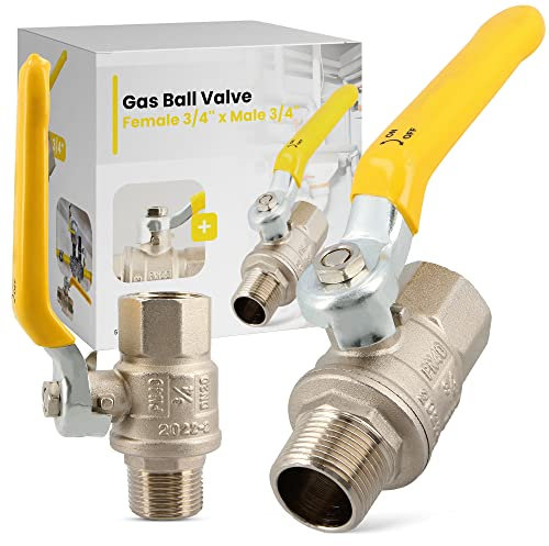 Robinet à boisseau sphérique à gaz 3/4 IG x 3/4 IG en laiton - Vanne d'arrêt à boisseau sphérique - Poignée à levier - Robinet à boisseau sphérique - Liquides