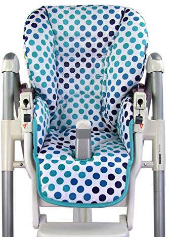 Ersatzbezug Sitzkissen [Bezug für Hochstuhl] kompatibel mit Peg Perego Prima Pappa DINER (türkis Punkte)