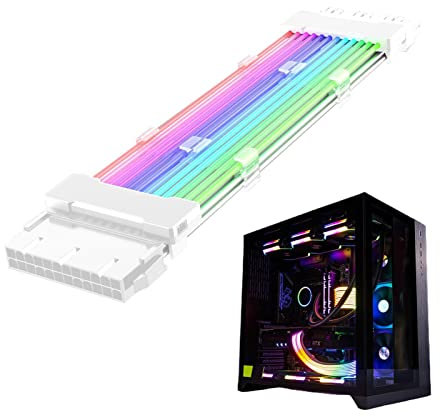 Jeanny Rallonge Câble PC RGB Câble ATX RGB 24 Pin Câble ATX 24 Broches Câble d'alimentation RGB Câble d'alimentation PC RGB Câble D'extension d'alimentation RGB Adressable