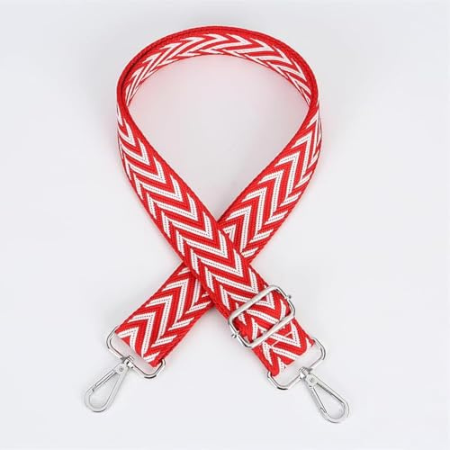 Schultergurt für Taschen, Verstellbarer Schultergurt, 3.8cm breit 80-140cm Einstellbar Breit Schulterriemen für Taschen Umhängegurt Schultergurt für Taschen mit Karabiner Streifenmuster Boho,Rot