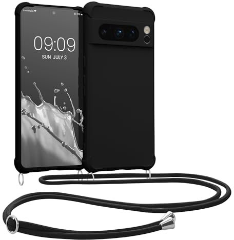 kwmobile Necklace Case kompatibel mit Google Pixel 8 Pro Hülle - Cover mit Kordel zum Umhängen - Silikon Schutzhülle Schwarz