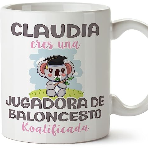 MUGFFINS Tazas Personalizadas para JUGADORA DE BALONCESTO - En Español - Koalificados Personalizados - 11 oz / 330 ml - Regalo Personalizable original y divertido