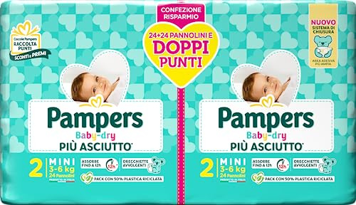 Pampers Baby Dry Mini, Doppelpack DWCT, Größe 2 (3-6 kg), 48 Windeln