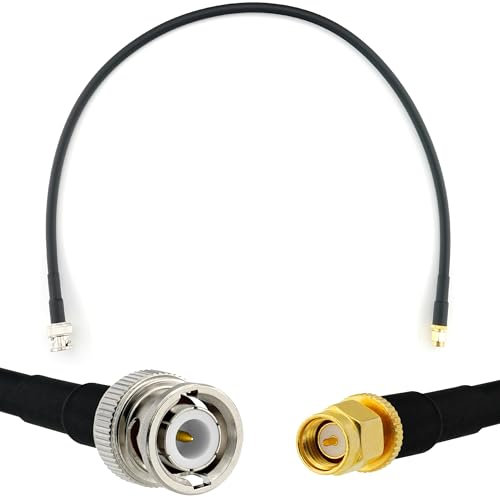 50cm BNC Stecker auf SMA Stecker Koaxialkabel — BNC SMA Verlängerungskabel HF-240 (LMR 240 Äquivalent) 0,5 Meter Jumper Kabel (50 Ohm) — Schwarz Antennenkabel für HAM Radio CB Funk WIFI Antenne