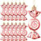 Threan 12 Pieces Christmas Candy Ornaments Hanging Glitter Candy Cane Decoration Christmas Tree Peppermint Ornaments with Golden Ropes for Xmas Halloween Party Decorations (Rose Gold)