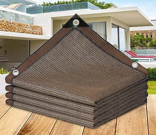ExtéRieur Filet d'ombrage Rectangulaire 3x4m 4x5 Filet Anti Chaleur Toile d'ombrage Rectangulaire 90-95% UV Filet Coupe-Vent d'ombrage Extérieure pour Pergola Terrasse Jardin,brown-6x8m