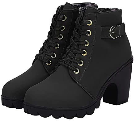 NUSGEAR 2023 Botines Mujer Zapatos Botas de tacón altas Moda Casual Otoño Invierno clásico Elegante Botas de Nieve Comodos Antideslizante caliente Boots cremallera vintage fiesta Zapatos