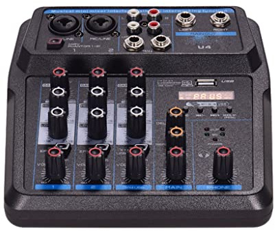 U4 Mixer audio portatile a 4 canali Console di missaggio USB BT con scheda audio Phantom 48V incorporata