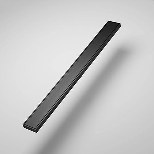 Befliesbar Duschrinne extra flach Edelstahl Duschrinne, linearer Duschablauf Rechteckiges Siphon mit Geruchsstop, Haarsieb und Flieseneinsatz, Schnelle Drainage (Size:10x30cm,Color:schwarz)