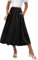 Hotouch Schwarzer Rock Damen Elegent Chiffon Midirock Elastische Taille Plisseerock Lang Schwarz Sommerrock mit Tasche Größe M