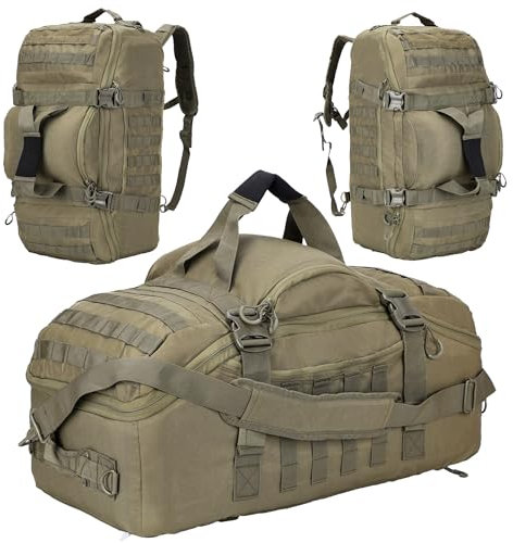 PAIWPHLI Sporttasche, Reisetasche, Reisetasche, Reisetasche mit Wochenende, Übernachtungstasche, für Outdoor, Camping, Jagd, Grün , 60L, Seesack