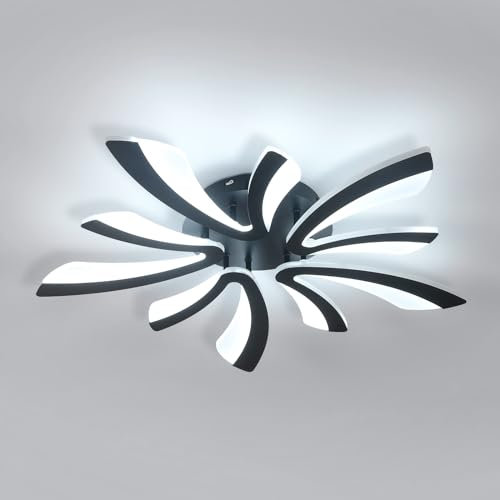 Comely LED Deckenleuchte, 50W 5625LM LED Deckenlampe Moderne Beleuchtung für Wohnzimmer Schlafzimmer, 72cm, 6500K Kaltes Weißes Licht, Schwarz