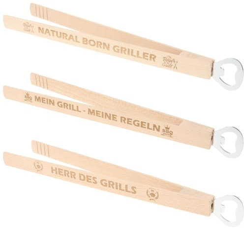 3er Set Grillzangen aus Buchenholz mit Lasergravur|Lustige Sprüche|Grill Zubehör für Holzkohlegrill Gasgrill|Grillbesteck|Geschenke für Männer Papa Ehemann Opa|Grillgeschenk(3er Grillzangenset 6)