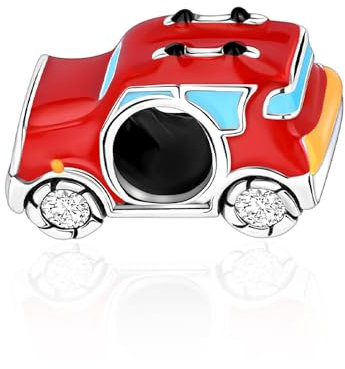 YUMINN Rotes Cartoon-Auto Charm for 925 Sterling Silver for Women's Armbänder & Halsketten Dangle Anhänger für Weihnachten Valentinstag Muttertag Schmuck Geschenke für Mädchen