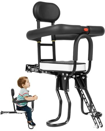 Taozhiyy Kinderfahrradsitz, Kinder Frontmontierter Fahrradsitz bis 40kg, Baby Kid Fahrrad Sitz Verstellbarer mit Sicherheitslenker & Bequem Gepolsterte Sitzkissen für Eltern-Kind-Fahrten