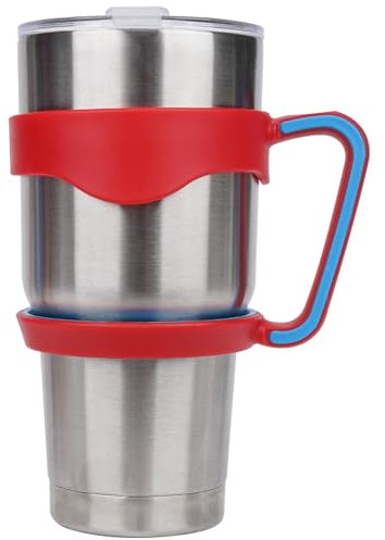 Linkidea Tumbler Handle Compatible with 30oz YETI Rambler, OZARK TRAIL Tumbler, Portable Anti Slip Travel Mug Grip, Red