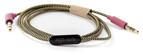 POGS-Safe-Kabel | 3,5 mm-Audiokabel Kopfhörer The Gecko & The Elephant | Lautstärkebegrenzung 85 dB, Safe-Technologie | Integriertes Mikrofon | 1 Meter-Anti-Tangle-Textilkabel (Rosa)