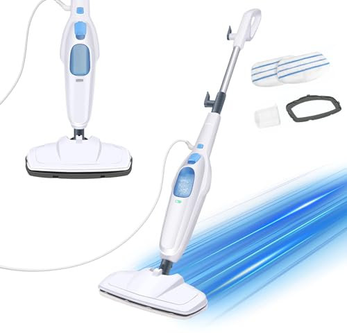 Pulitore a vapore 1500 W, scopa a vapore con riscaldamento rapido 20 secondi, scopa a vapore Steam Mop, scopa a vapore, pulitore a vapore a mano con panno per pavimento, scivolo per tutti i pavimenti,