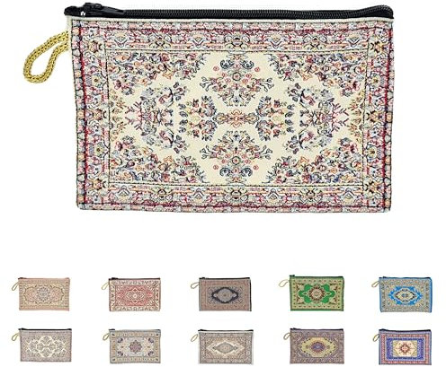 Emay - Kulturbeutel klein Orientalisch Etui Kosmetiktasche Reisen Geldbörse Damen (Beige 3)