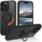 YINLAI for iPhone 15 Pro Max Magnetic Case [Compatible with Magsafe] with 360° Rotatable Ring Holder Stand Matte Translucent Back Slim Shockproof Case for iPhone 15 Pro Max 6.7 inch, Black