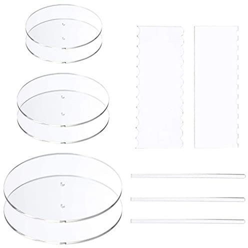 Juego de 11 discos redondos/cuadrados para tartas, placas base, agujero central, peine de columna, raspador, barra de tacos, herramientas de decoración de tartas, suministros de cocina