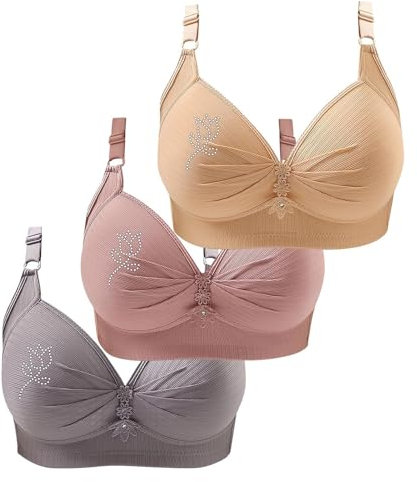 Breast Feeding Pump Bra Breathability Underwear Large Size Brater Buckle Female Bra V Neck Vest Bralette Wireless Bra Breast Feeding Pump Bra (Rose Gold, 44)