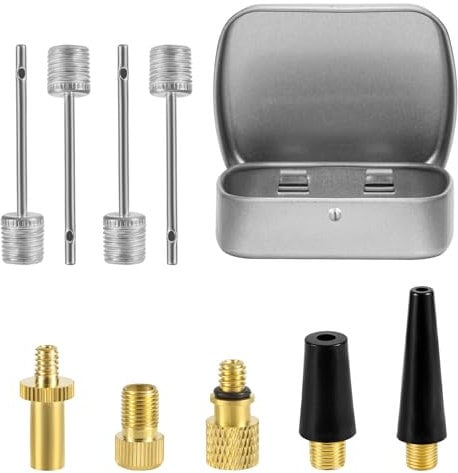 NQEUEPN 9pcs Bicycle Valve Adapter Set, Brass Bike Tire Valve Adapter Kit with Ball Pump Needles Attachments Inflation Nozzle Air Inflator Balloon Pump Tool for Presta Schrader Bikes Sports Balls