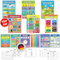 LOGIJO® 12 X pädagogische Montessori Lernposter, Set A4 mit Übungsblättern, Premium Poster Papier seidenmatt, Lerngrundlagen 1 - Alphabet, ABC, Zahlen lernen, Lernhilfe für Kinder der Vor- Grundschule