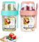 SinLaw Portátil Taza de Cereales 310+560 ml, Diseño de doble sello,2 en 1 Vasos yogurtera,Puede ser reutilizado,Vaso Cereales para Llevar (Green+Pink（310ml+560ml)