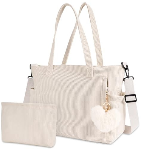 Damen Kord Groß Handtasche, Cord Tasche Tote Bag, Tasche Damen Umhängetasche Groß Shopper Tasche Handtasche Schultertaschen geeignet zum Einkaufen, Reisen, Arbeiten und für die Schule