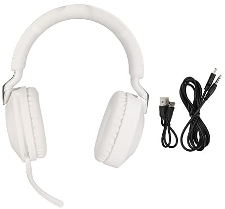 BONKZEBU Casque de Jeu Bluetooth Interface Pliable de Type C sans Fil Bluetooth 5.1 Casque Filaire Stéréo Double Mode avec Microphone Casque de Jeu sans Fil (Blanc)