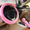 Laitejituan Couverture de Volant de Voiture, 3 PCS Ensemble de Couvre Volant en Peluche, Universelle Protection Volant Voiture Peluche, Housse de Volant d'hiver 35-39 cm, Rose