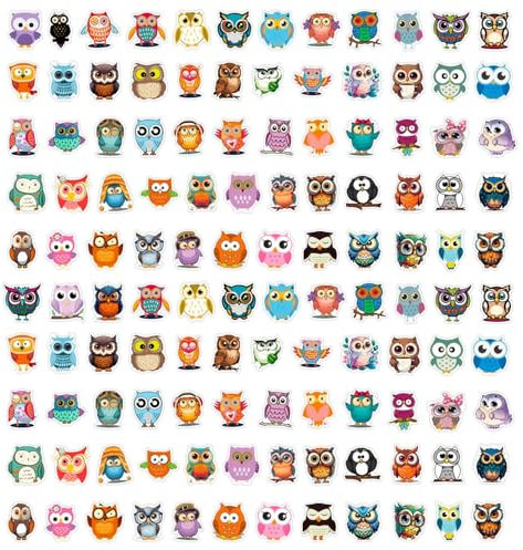 CVFRTT 120 Niedliche Eulen-Aufkleber, Wasserfeste Cartoon-Graffiti-Aufkleber, Dekoratives Gepäck, Gitarren, Skateboards