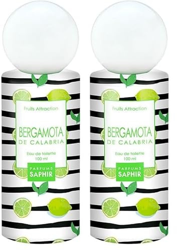 PARFUMS SAPHIR Fruits Attraction Bergamota de Calabria, Eau de Parfum con Vaporizzatore da Donna, Fruttata, 100 Ml (Confezione da 2)
