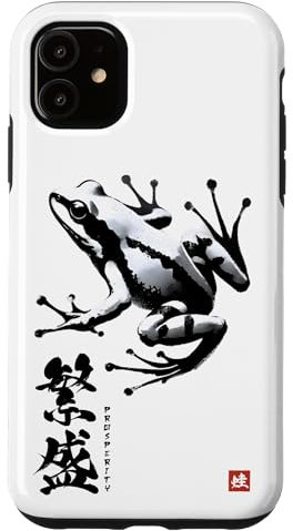 Japanese Frog Art - Minimalist Sumi-e Ink Prosperity Case for iPhone 11