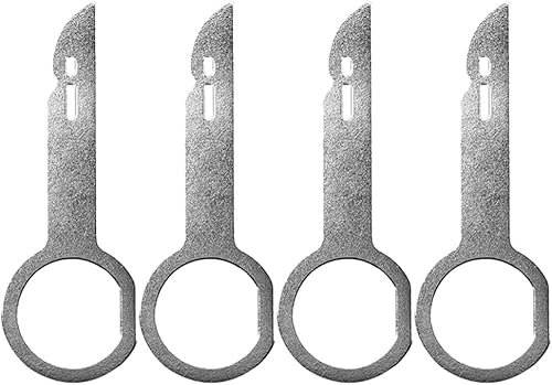 4Pcs Silver Universal Pin Stereo Hooks Tools Car Radio Removal Tool Key DIN Release Keys Set Compatible for Audi, VW Volkswagen, Mercedes Benz, In-Dash Mounting Frames