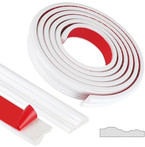 EFUTURETIME 3 Metros Molduras de Pared Autoadhesivas de 40 mm de Ancho Molduras Flexible de PVC Decorativas Brillantes para Bricolaje Espejos Puerta Armarios, Blanco, Modelo YT155