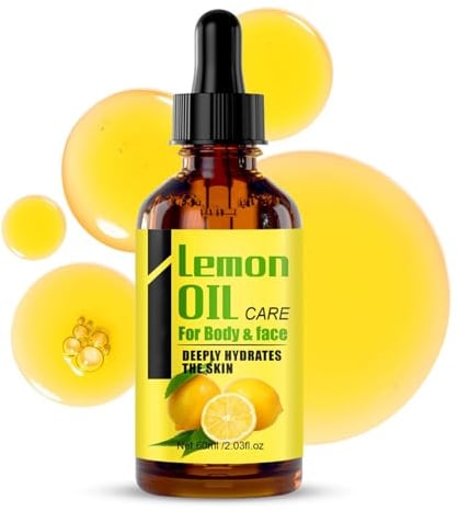 Lemon Oil for Body & Face, Multi-Use Moisturizing Oil for Skin, Hair & Nails, Nourishing & Firming, Deep Nourish Dry Skin, Fast-Absorbing Anti-Aging, Smoothing & Soothes Skin 60ml/2.03fl.oz