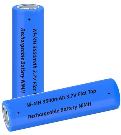 2 Packung 3,7V NiMH Akkus Wiederaufladbarer 3500mAh, NI-MH Flache Oberseite Batterie für Taschenlampe, Kamera, Türklingel, Mit Batterieschutzbox, Größe:18mm * 65mm / 0,7inch * 2,55inch