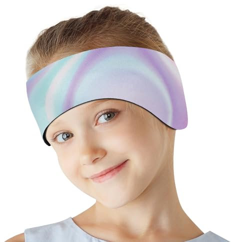 HeySplash Diadema de Natación para Niños, Banda para Cabeza de Neopreno Ajustable para Protección Oídos, Banda de Natación para Surf Buceo Canotaje Rafting, Talla M, Tie-Dye Morado