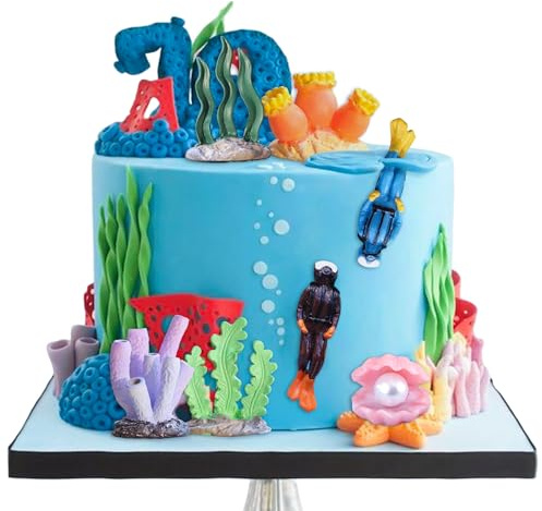 Unter dem Meer Kuchen Toppers Ozean Meer Taucher Aquanaut Tortenaufleger | Unter dem Meer Kuchen Toppers Ozean Taucher Aquanaut Cupcake Toppers Unter dem Meer Party Dekorationen Ozean Meer Thema Baby