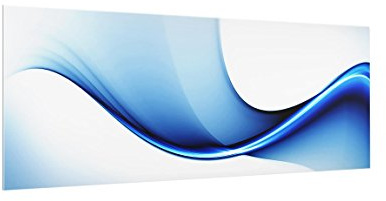 micasia Glas Spritzschutz inkl. Aufhängung 4 mm starke Küchenrückwand Kunst Glasrückwand - Made in Germany - Modern ESG Wandpaneel blau Küche Herd Küchenspiegel 1023 (100x40cm)