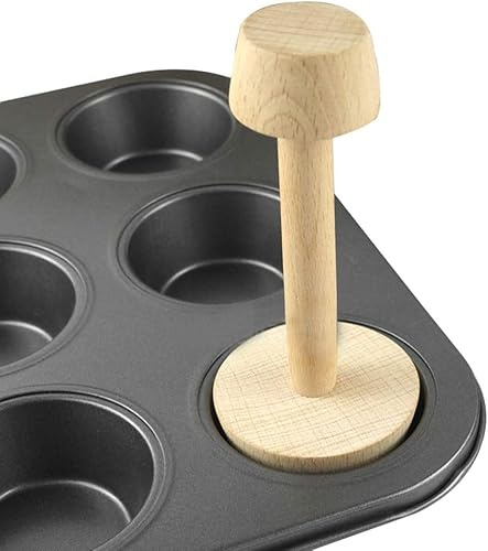 Zhhuoc Tart Tamper - Double Side Wooden Egg Mold DIY Cake Pastry Pusher for Kitchen Party Baking Tools, Pie and Quiche Pans