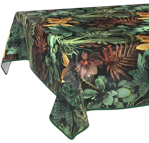 Wachstuchtischdecke Tischdecke abwaschbar Wachstischdecke pflegeleicht wasserabweisend Lotuseffekt Gartentischdecke Tropia 200 x 140 cm mit Saum (Eingefasst)