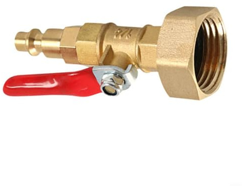 Kupferne Winterisierungs-Adapter für Bewässerungssysteme – 1/4 Schnellkupplung (männlich) auf 3/4 Gartenschlauch-Gewinde (weiblich), mit Kugelhahn, für Wohnmobile, Campers und Boote(Internal thread)