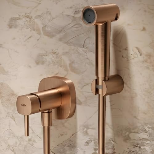 IMEX - Doccia Bidet Acqua Fredda e Calda Colore Oro Rosa Spazzolato | Rubinetto Bidet Incasso per WC | Doccia Igienica Monocomando per WC | Rubinetteria Sostituto Bidet | Serie Toscana