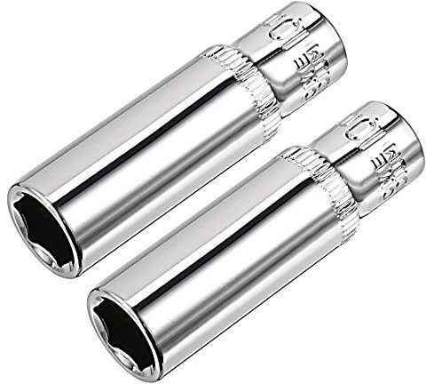 sourcing map 2pcs Douille 6 Pans 1/4 pouce 10mm Cr-V profonde