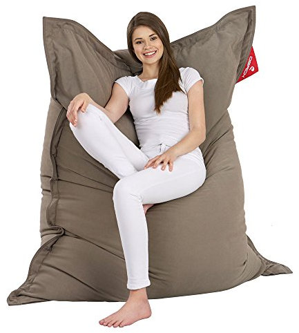 QSack Sitzsack Indy mit Mikroperlen aus Deutscher Qualitätsfüllung, EPS HBCD frei, Indoor Sitzsack mit Innenhülle, 140x180 cm, Neu (dunkelsand)